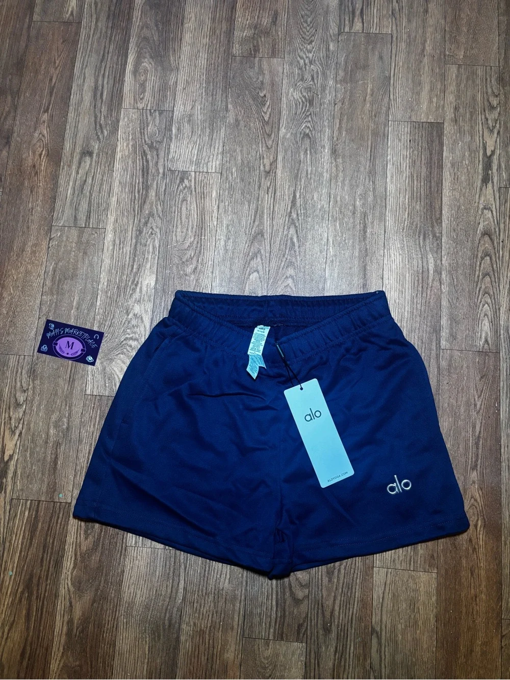 ALO Yoga Navy Blue Athletic Shorts with Elastic Waist